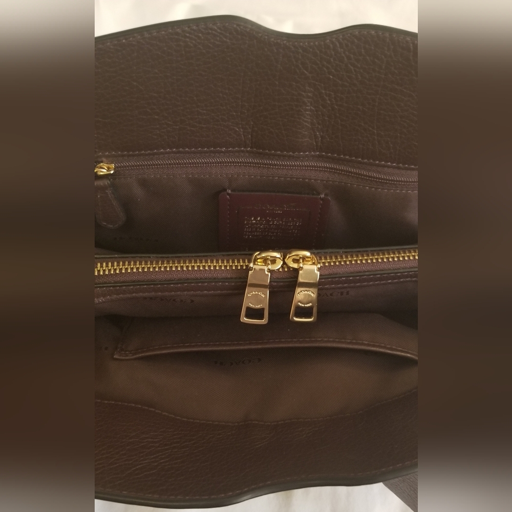 NEW!! COACH "MERCER" BURGUNDY LEATHER DOUBLE HANDLE SATCHEL BAG / PURSE - NWOT - Picture 12 of 13